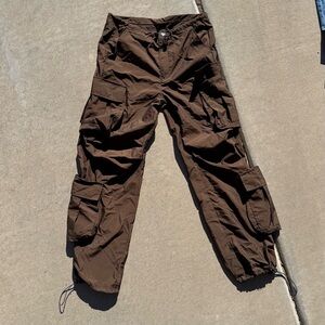 Womens Brown Parachute Pants